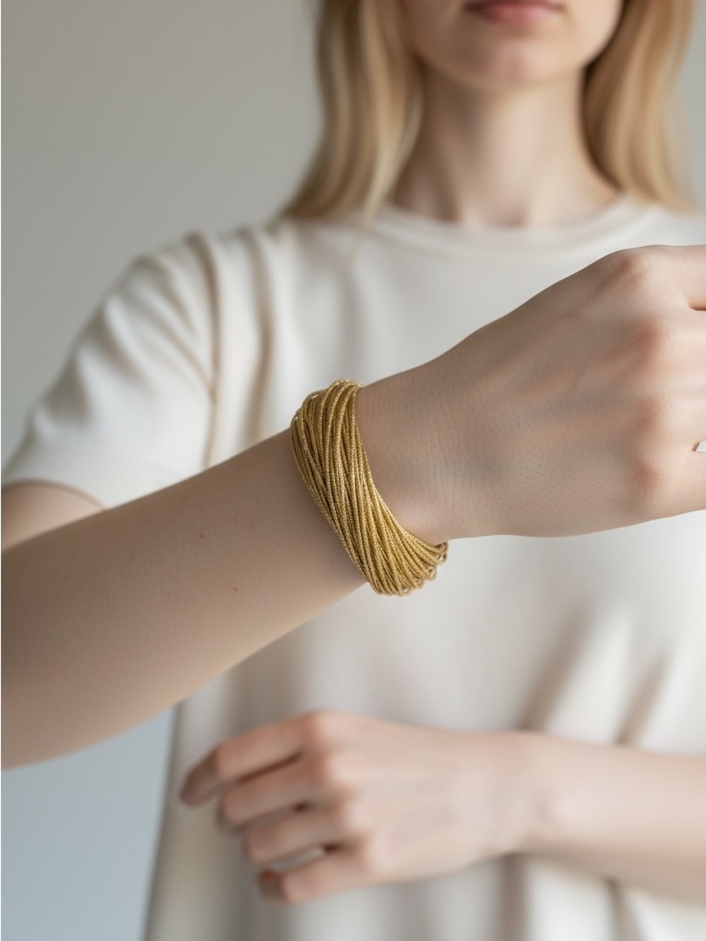 10/25 Gold Multi-Strand Beaded Bracelet - Elegant Women’s Jewelry